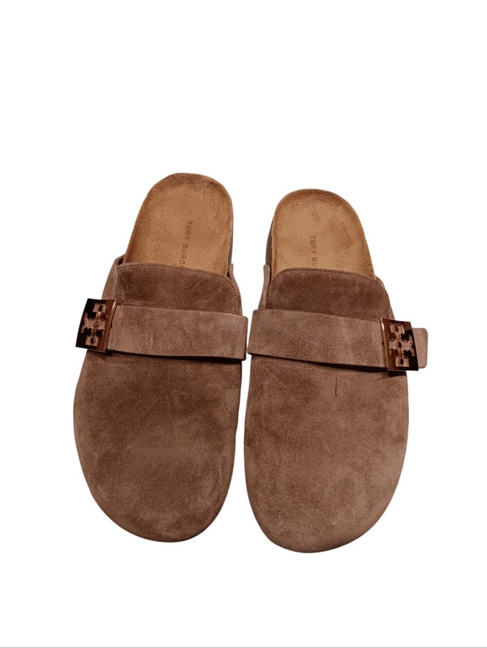 Tory Burch MELLOW MULE Brown Suede Slip-On Buckle Slides